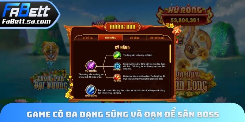 Game có đa dạng súng và đạn để săn boss hiệu quả