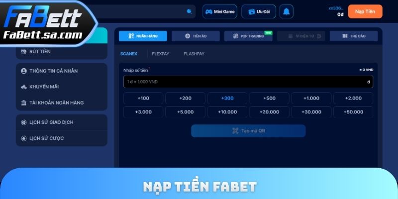 Nạp tiền Fabet